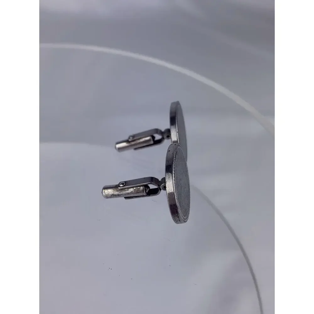 Simple Brushed Face Sterling Silver Cufflinks Large Oval Modern Destino Vintage